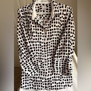 Chico’s black and white print blouse